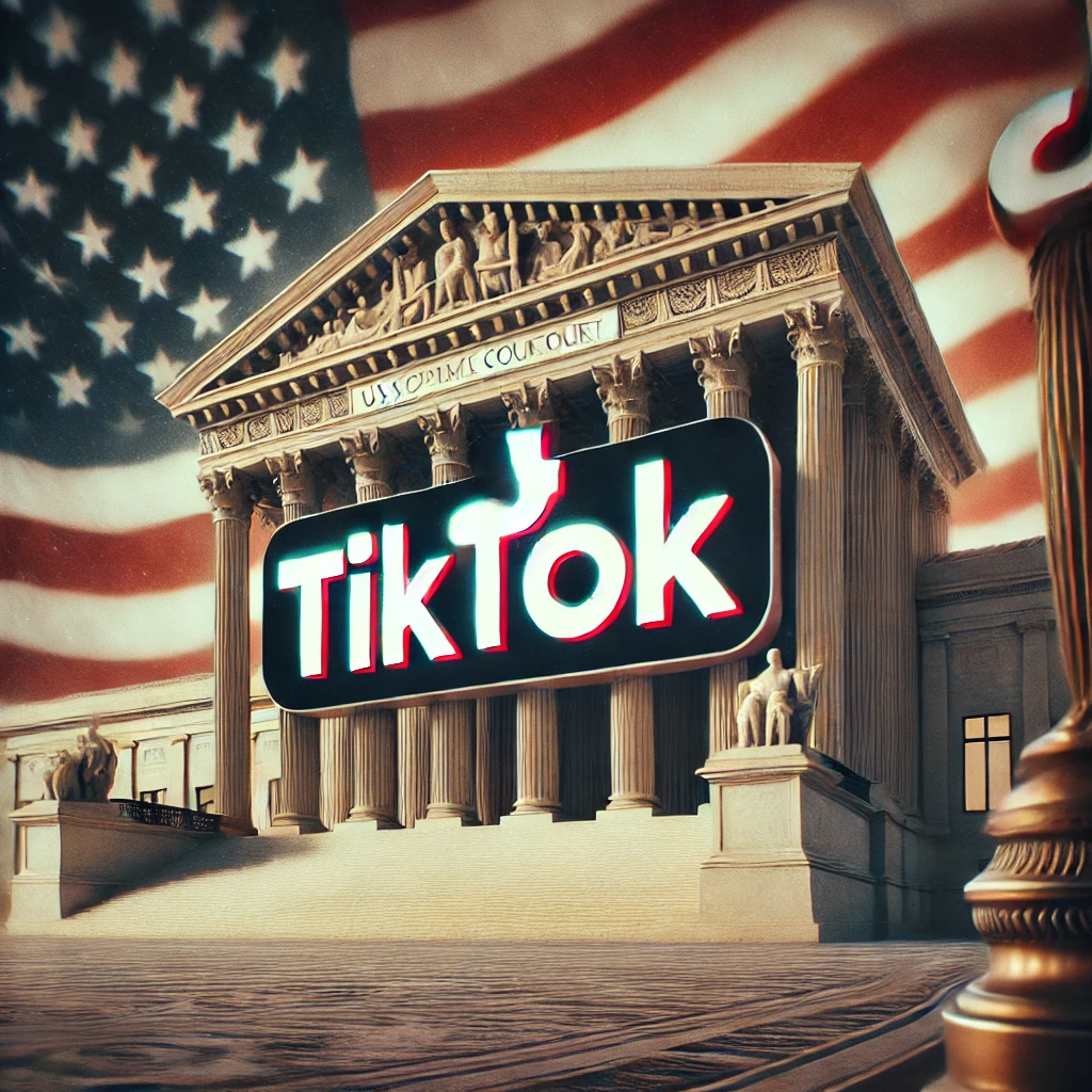 imagem representando a decisão da Suprema Corte dos EUA de manter a lei que proíbe o TikTok.