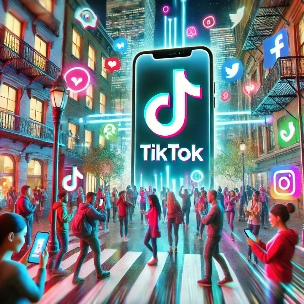 O ícone do TikTok é exibido em uma tela de celular, simbolizando o retorno da plataforma aos Estados Unidos após um período de incertezas sobre seu futuro