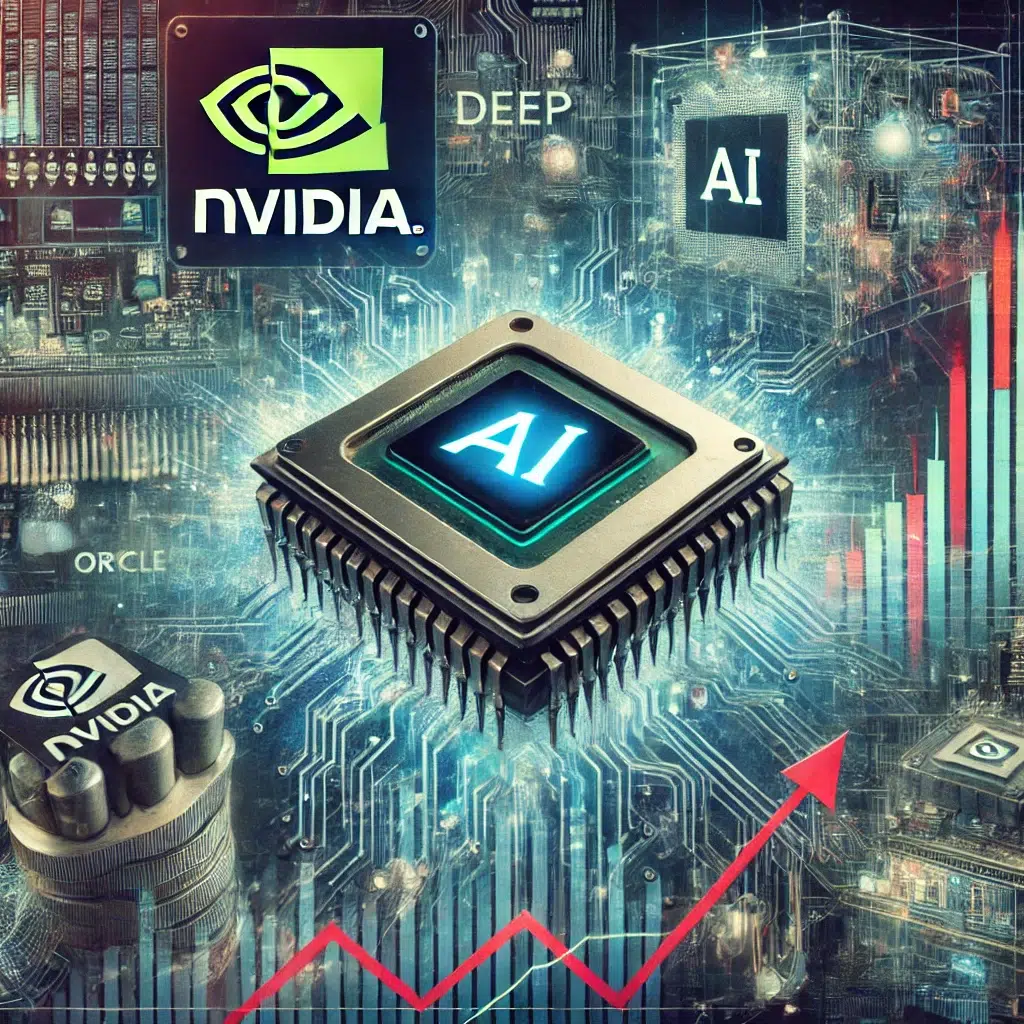 Imagem ilustrativa destacando a ascensão da inteligência artificial da China no ranking global, com ênfase na volatilidade do mercado financeiro e impacto nas grandes empresas de tecnologia.