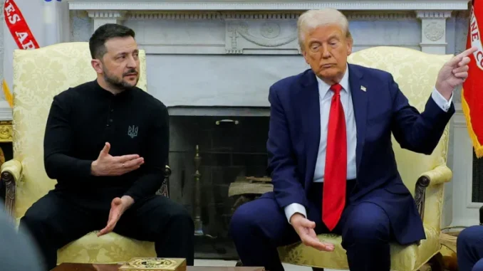 O presidente dos EUA, Donald Trump, se encontra com o presidente ucraniano Volodymyr Zelenskyy na Casa Branca em Washington, DC, 28 de fevereiro de 2025 [Arquivo: Brian Snyder/Reuters] Fonte: AL Jazeera