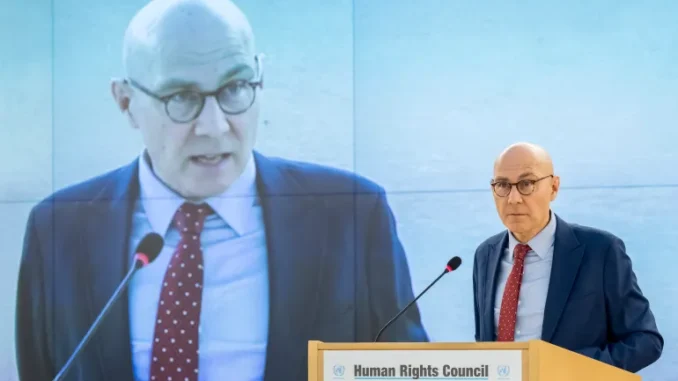 Comissário da ONU para os Direitos Humanos, Volker Turk, faz discurso na abertura da 58ª sessão do Conselho de Direitos Humanos em Genebra em 24 de fevereiro de 2025 [Fabrice Coffrini/AFP] Fonte: Al Jazeera
