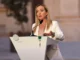 Primeira-ministra da Itália, Giorgia Meloni, fala durante uma coletiva de imprensa em Valletta, Malta.