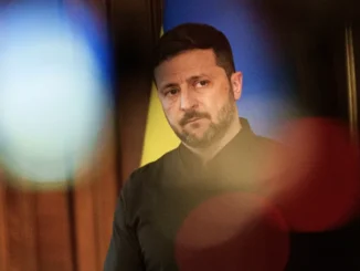 Presidente Volodymyr Zelensky durante discurso sobre apoio da China à Rússia