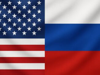 Bandeira combinada dos Estados Unidos e Rússia.