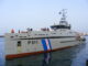 Navio-patrulha "Guardião" da Marinha de Cabo Verde navegando no mar, simbolizando a cooperação em segurança marítima com a União Europeia.