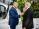 Donald Trump e Benjamin Netanyahu apertando as mãos em encontro oficial, 8 de julho de 2025.