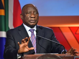 Presidente da África do Sul, Cyril Ramaphosa, em cerimônia oficial em 2025