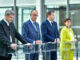 Quatro líderes políticos alemães em coletiva de imprensa, em 8 de março de 2025, após negociações exploratórias entre CDU, CSU e SPD.
