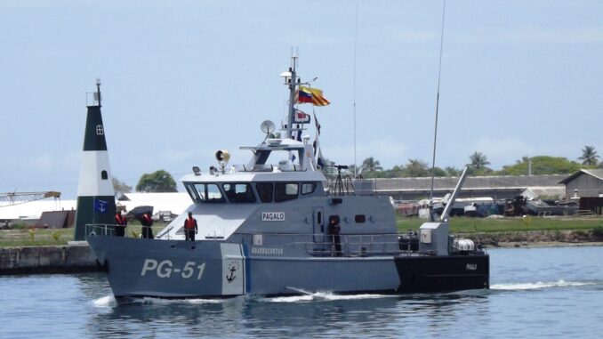 Patrullero Costero PG-51 Págalo em patrulha venezuelana Navio patrulheiro venezuelano PG-51 Págalo da classe Gavião em operação costeira
