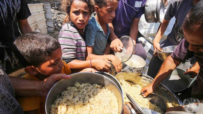 Distribuição de Alimentos em Gaza Crianças e famílias palestinas em Deir el-Balah recebem alimentos distribuídos por organizações humanitárias na Faixa de Gaza.