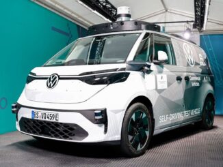 Carro autônomo Volkswagen ID. Buzz como representação de robotáxis.